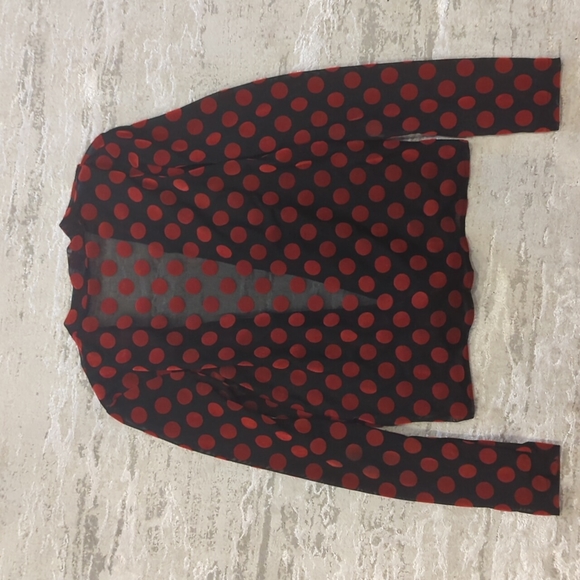 Red Polka Dot Black Blouse - Picture 4 of 4